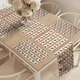 thumbnail image 2 of Ambesonne Nordic Table Runner & Placemats, Pixel Art Christmas, Placemat 4 pcs + Runner 14"x72", Emerald Beige Scarlet, 2 of 2