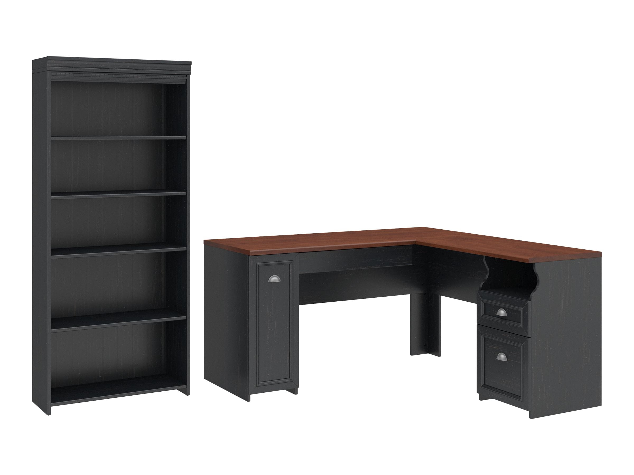 bush furniture fairview l shaped desk in antique black