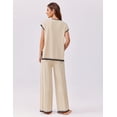 thumbnail image 5 of Ekouaer Womens Matching Sets Knit Sweater Sets 2 Pieces Outfits Pullover Tops Wide Legs Pants Lounge Set, 5 of 6