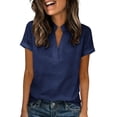 thumbnail image 4 of Favoffer Women's Work Shirts Short Sleeve V Neck Loose Fit Solid Color Casual Blouses for Business Office Meeting Daily, 4 of 9