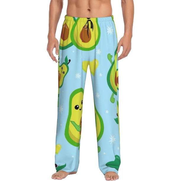 Balery Cartoon Avocado Pantalones de pijama para hombre, pijama ultraligero, pantalón de descanso-Medium