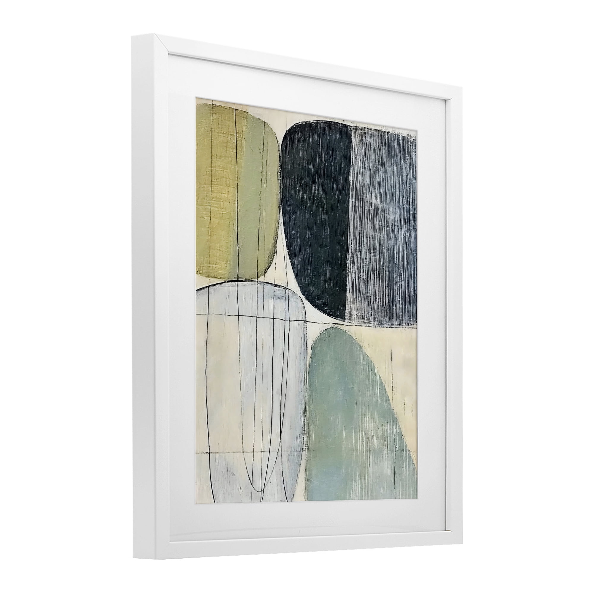 Stupell Industries Modern Organic Composition White Framed Print Under Glass, design by Riley B