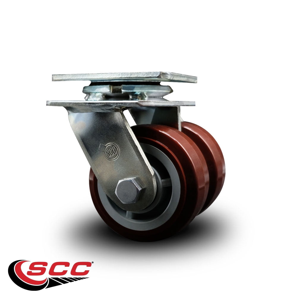 4 Inch Dual Polyurethane Wheels Swivel Caster with Roller Bearing Service Caster