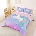 thumbnail image 2 of Manfei Magical Unicorn Full Size Comforter Sets,Dreamy Star Moon Bedding Comforter Set,Pastel Multicolor,Pink Reversible,3 Pieces,1 Comforter and 2 Pillowcases, 2 of 8