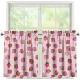 thumbnail image 4 of Strawberry Tier Curtain for Kitchen Living Room,Pink Half Bathroom Window Curtain Panels, Rod Pocket,2 Pieces, 4 of 6