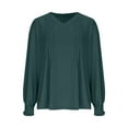 thumbnail image 5 of Ounisa Women's Coats Casual Long Sleeve Tunic Tops V Neck Pleated Shirts Fall Loose Work Blouses, 5 of 6