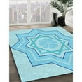 thumbnail image 2 of Ahgly Company Indoor Round Patterned Tron Blue Area Rugs, 8' Round, 2 of 6