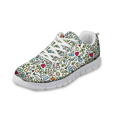 

Cartoon Nurse Printed Flat Shoes Women Fashion Mesh Sneakers For Teen Girls Casual Breathable Sneaker Ladies Jogging Shoes 2023