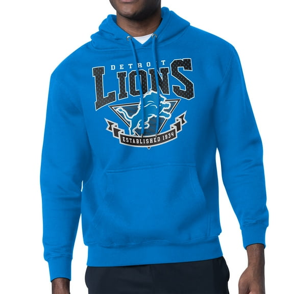 Men's Starter  Blue Detroit Lions -80s Inspired Pullover Hoodie