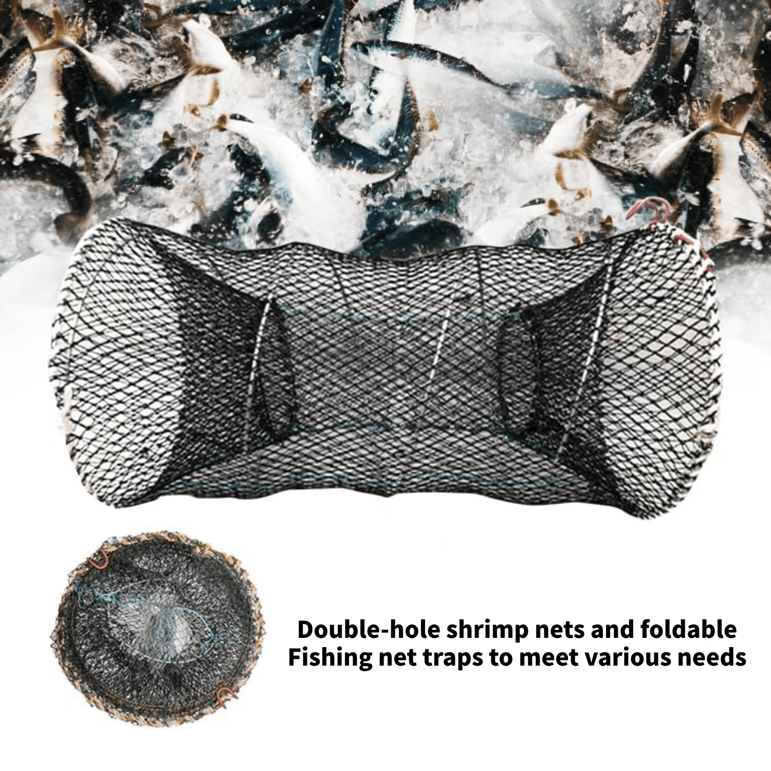 Folded Fishing Trap, 6/8-Hole Fishing Bait Trap Minnow Trap Crab Trap Minnow Net Crayfish Crawdad Shrimp Net Trap