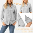 thumbnail image 4 of FEN AI Womens Gray UPF 50 Long Sleeve Tops Safari Shirts Outdoor Quick Dry UV Sun Protection Shirt for Travel Summer Beach Fishing Hiking Blouse, 4 of 10