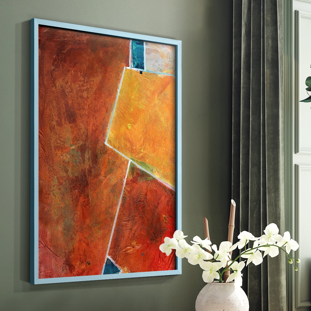 Primary Connection I Framed Print in Blue Solid Wood Framed Print No Nail Hanging