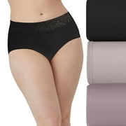 Bali 3-Pack Modern Seamless Lace Trim Brief Underwear DFMLB3 Color: Black Blush Purple Size: 9