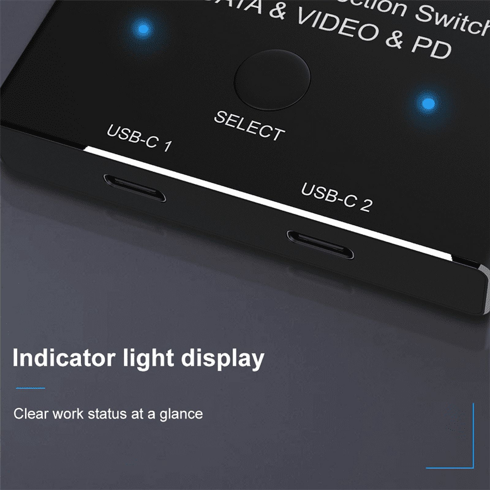 KVM USB C Two-Way Switch 1X2/2X1 USB 3.1 Splitter Data Video Switcher 8K @30Hz PD 100W for PC Monitor Mobile Phone