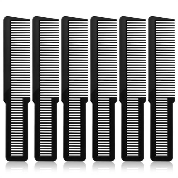 Tutuviw 6 Pcs Combs Clipper Barber Comb Professional Flat Top Combs Fine Tooth Styling Barber Styling Hair Comb Wide Teeth Hair Comb for Stylists and Barbers Shower Comb (Black)