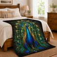 thumbnail image 6 of Peacock Feather Blue Gold Design, Cozy Friendship Quote Scene, Warm Flannel Blanket for Living Room and Reading Nook, Art Lovers Friendship Gift, Artistic Home Decor, 6 of 8