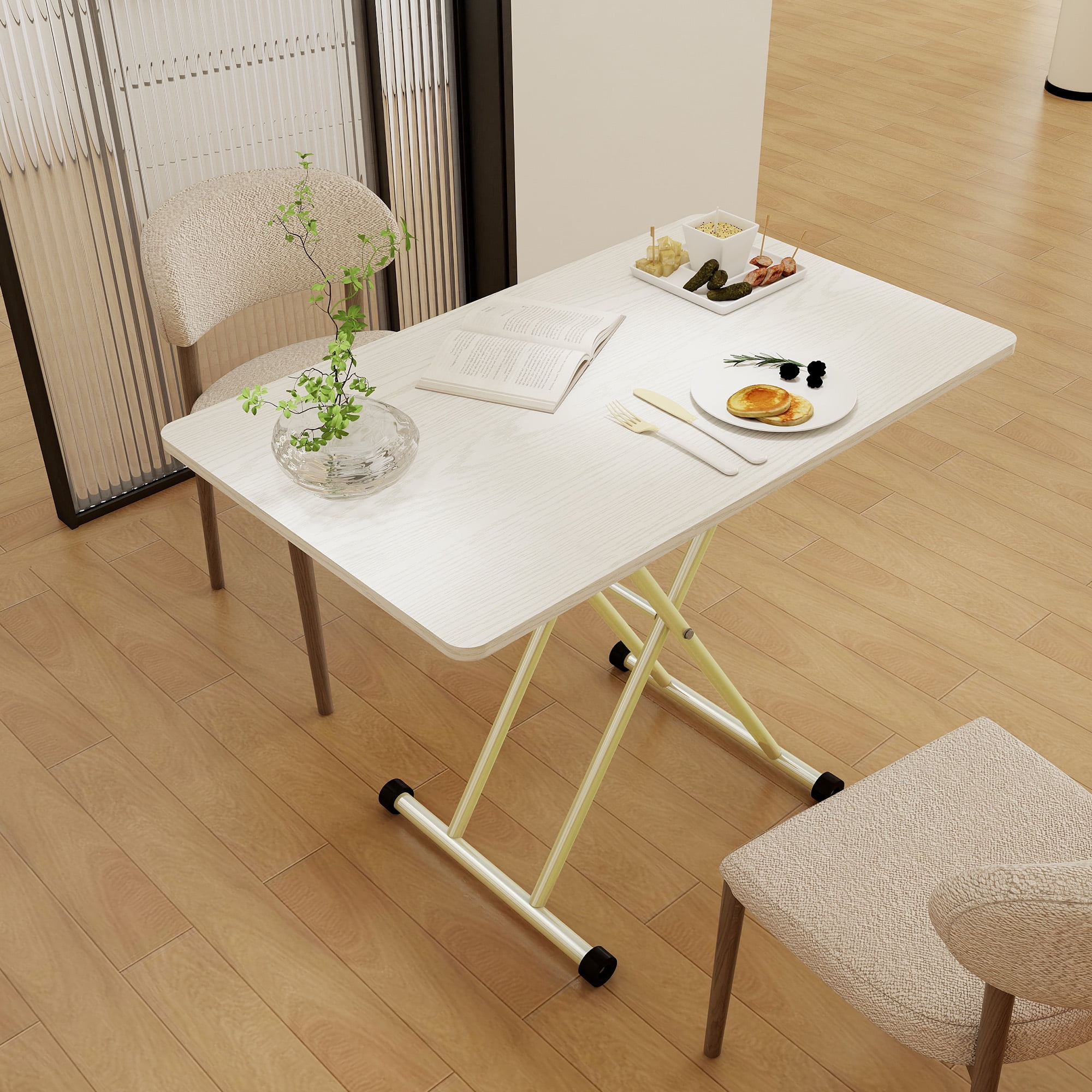 Adjustable Standing Table,Indoor & Outdoor, Table Portable, Adjustable Height, No Assembly Required (White)