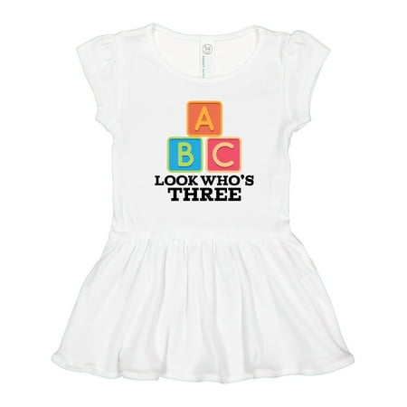 

Inktastic 3rd Birthday ABC Look Whos 3 Year Old Gift Toddler Girl Dress