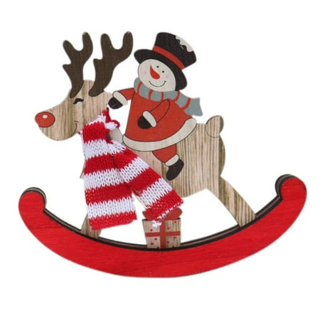 Santa Claus Wooden Rocking Horse Christmas Decoration Tabletop