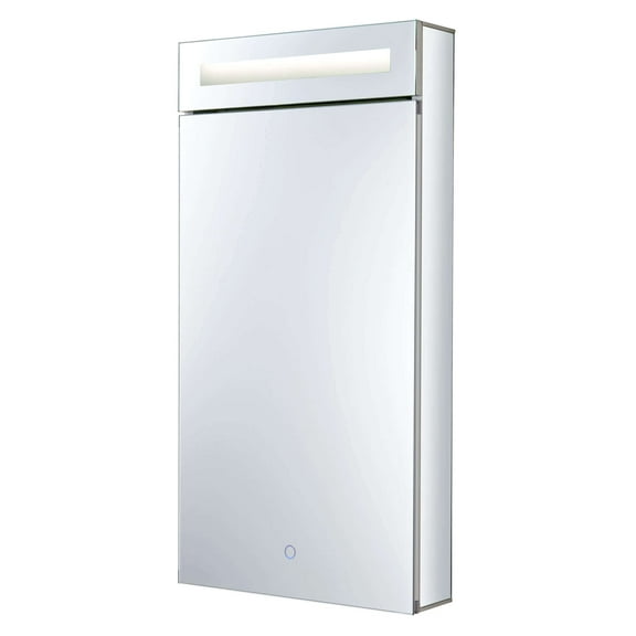 Bathroom Medicine Cabinet, Aluminum, Recessed/Surface Mount, 15" x 30", Left Hinged, Mirrored Interior w/LED