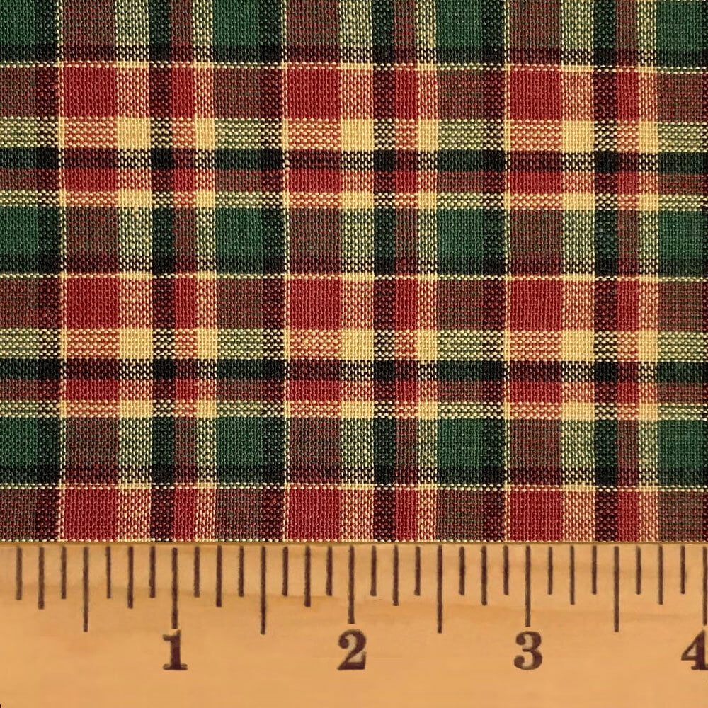 Vintage Christmas 4 Plaid Homespun Cotton Fabric Sold by the Yard