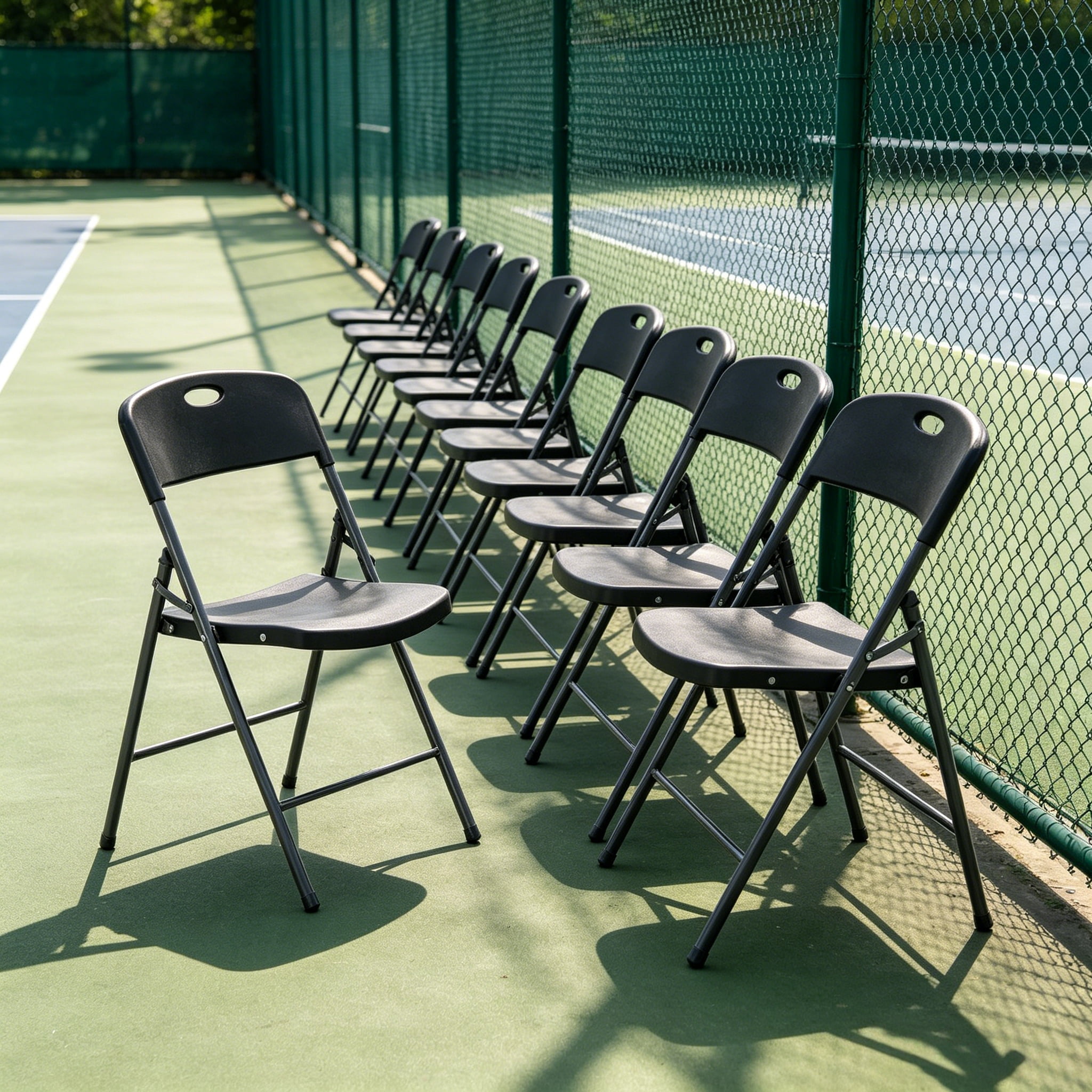 2PCS Black Stackable Plastic Folding Chairs Set, Sturdy Portable Dining Chairs for Home, Parties, and Events