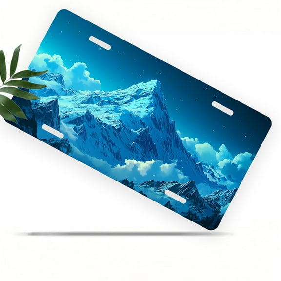 Snowy Mountain Front License Plate, Metal License Plate, Funny Standard Plates Personalized Novelty Decorative For Men/Women/Boys/Girls Car 6×12 Inch