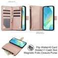 thumbnail image 3 of Dteck for Samsung S23 Case, Crossbody Shoulder Strap RFID Blocking Shockproof Magnetic Closure Flip Stand Card Slot Wallet Zipper Lanyard Phone Case Cover, Rosegold, 3 of 10