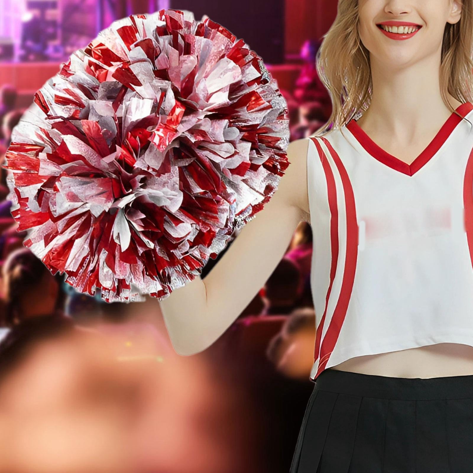 LeeQinersw 2 Pieces Cheer Poms Cheerleader pompoms Professional Shiny Cheerleading Pom Poms Red Silver