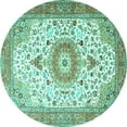 thumbnail image 1 of Ahgly Company Machine Washable Indoor Round Medallion Turquoise Blue Traditional Area Rugs, 5' Round, 1 of 4
