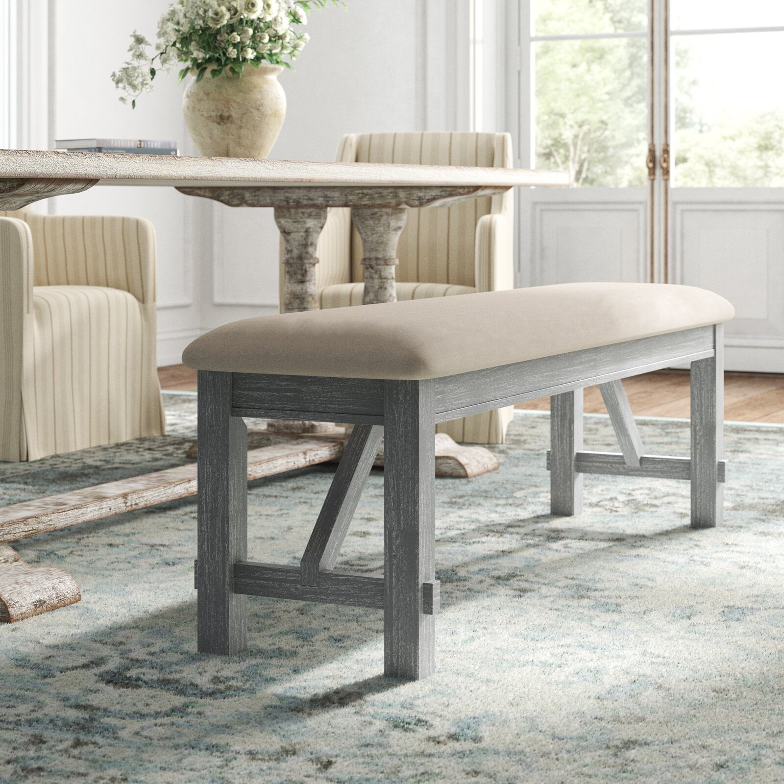 Quentin Upholstered Bench Upholstery Color Tan Main Material