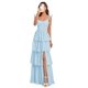 thumbnail image 1 of Vestido de dama de honor, cintura imperial, azul cielo, volantes escalonados, 1 of 7