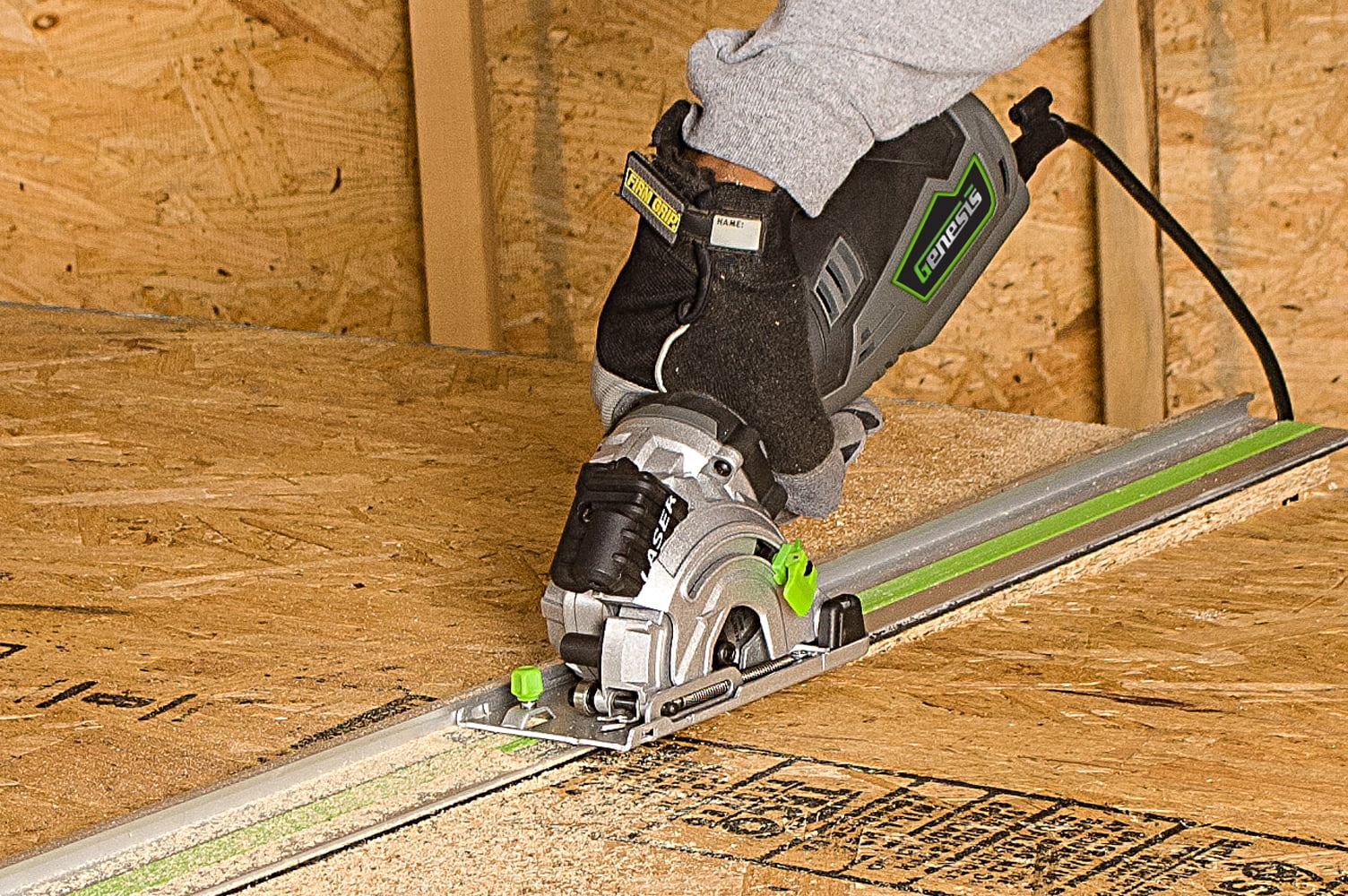 Genesis 3 1 2 in. Plunge Circular Saw Kit with Laser Accessory Bag Rip Guide Miter Base Vacuum Adapter Diamond Blade 44T and 24T blades Walmart