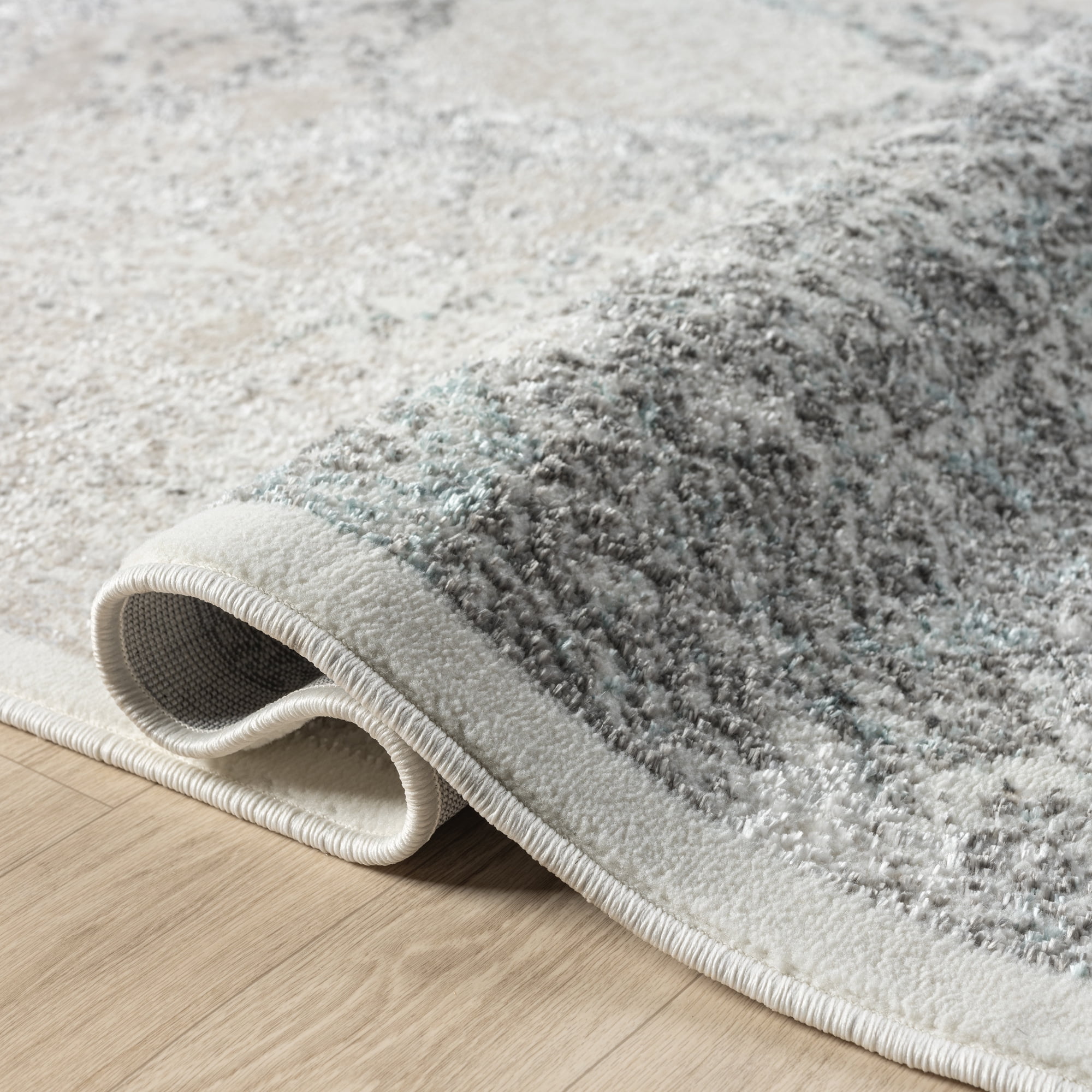 Ox Bay Bethany 2' x 7' Beige/Blue Diamond Durable Indoor Area Rug