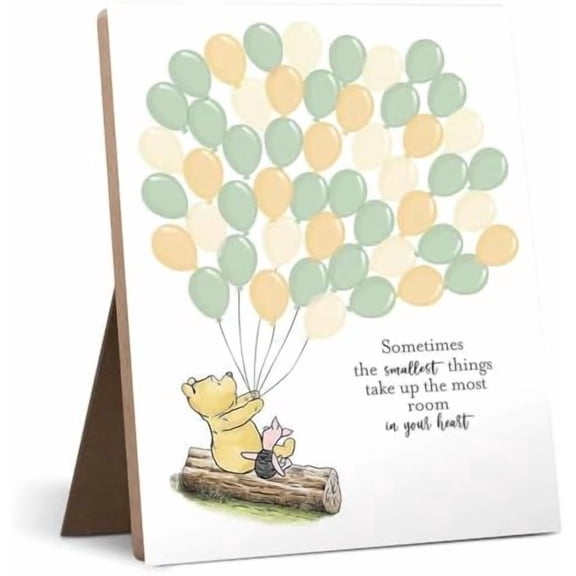 Classic Winnie Guest Book Wooden Baby Shower Sign in Personalized Keepsake Table Sign Centerpieces Adorable Oh Baby Milestone Party Decoration Favor