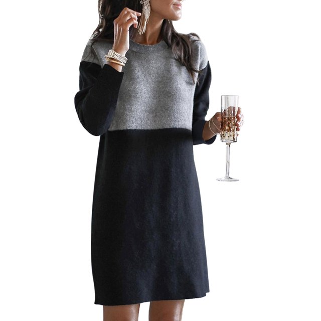 Chandail en Molleton à Enfiler pour Femmes Robe Midi Longue d'Hiver Décontractée Chandail à Manches Longues Hauts Tunique à Manches Longues