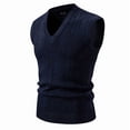 thumbnail image 7 of Ecqkame Mens Tank Tops Knitted Pit Stripe Slim Fit Textured Vest V-Neck Sleeveless Casual Lightweight Breathable Daily Versatile Tops Navy Free Size, 7 of 7