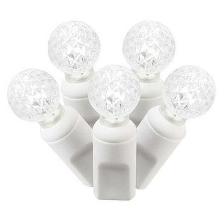 Led White String Lights Vickerman 31611 - 50 Light 25' White Wire Pure White G12 Berry LED Miniature Christmas Light String Set with 6