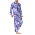 thumbnail image 2 of Fotbe flower crystal Skull Pattern Long Sleeve Pajama Set for Men,Sleepwear Set,2-piece Loungewear Set,Soft PJs Comfy Nightwear with Pockets-X-Large, 2 of 7