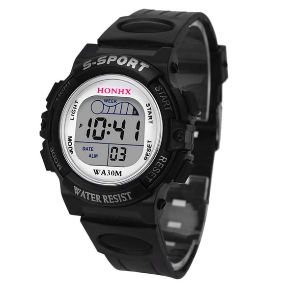 Multifunctional Digital Sports Wrist Watch 30M Daily Waterproof Backlight Stopwatch Alarm Countdown Watch Silicone Strap Outdoor Running Camping Watch,Black