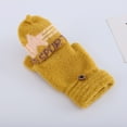 thumbnail image 5 of Curuila Toddler Boys Girls Gloves Convertible Flip Top Cute Stars Print Winter Warm Knit Thickened Half Finger Mitten Yellow Size 8-14 Years, 5 of 5