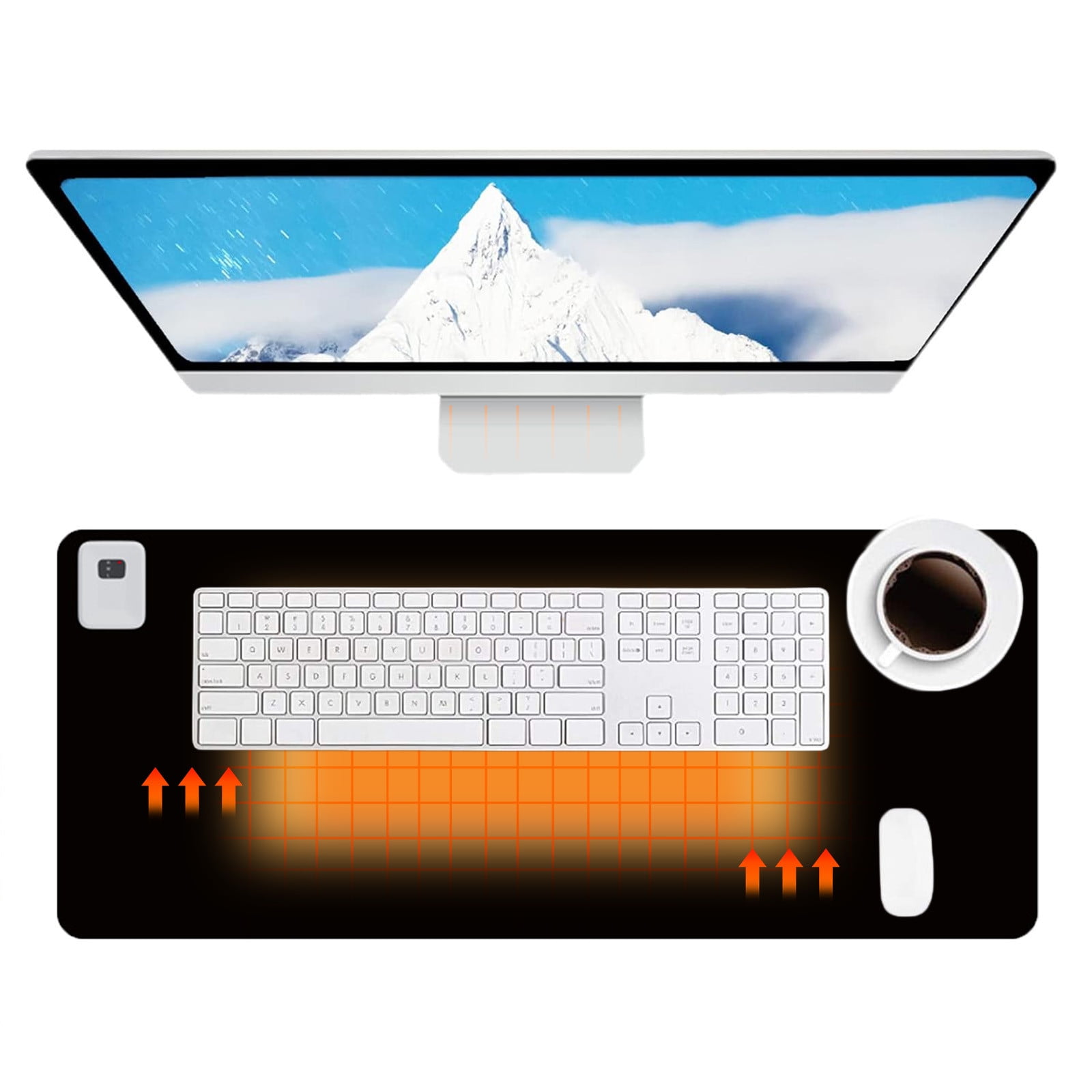 Tuphregyow Heated Desk Pad Warm Office Desk Mat with 3 Speed Control Extended Edition Gaming Mouse Pad and Foot Warmer Pad Timer Off 24x14 Inches Black