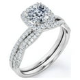thumbnail image 4 of JeenMata 1.5 Carat cushion cut Moissanite and Diamond Halo Wedding Ring Set in 10k White Gold, 4 of 7