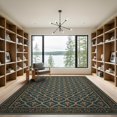 thumbnail image 2 of ODIKA 9'x12' Navy Blue Victorian Floral Medallion Washable Area Rug Geometric Lattice Framework With Alternating Botanical Motifs for Master Suite, California King, Under Bed, Non-Shedding, Easy Care, 2 of 7