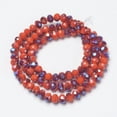 thumbnail image 2 of 10 Strand Electroplate Opaque Solid Color Glass Beads Strands Half Plated Blue Plated Faceted Rondelle Orange Red 4x3mm Hole: 0.4mm 109~113pcs/strand 38~39cm, 2 of 2