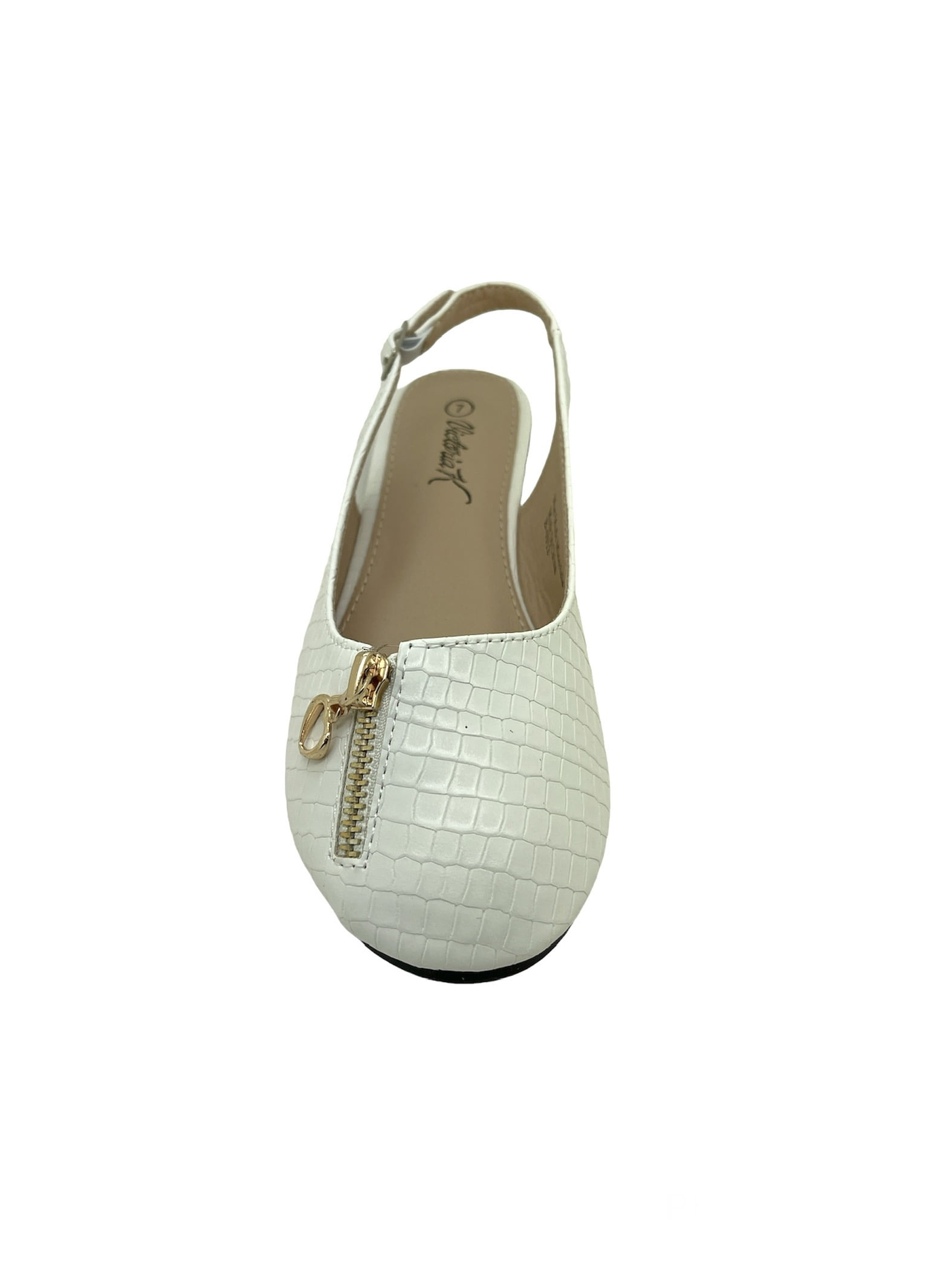 Women Fashion Comfort Opened Side Flats W/Mock Front Zipper.