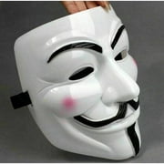 Vendetta White Mask - Anonymous Hacker Costume for Holiday Cosplay Parties - One Size Fit All Design Use Anime Fans Universal Size Mask