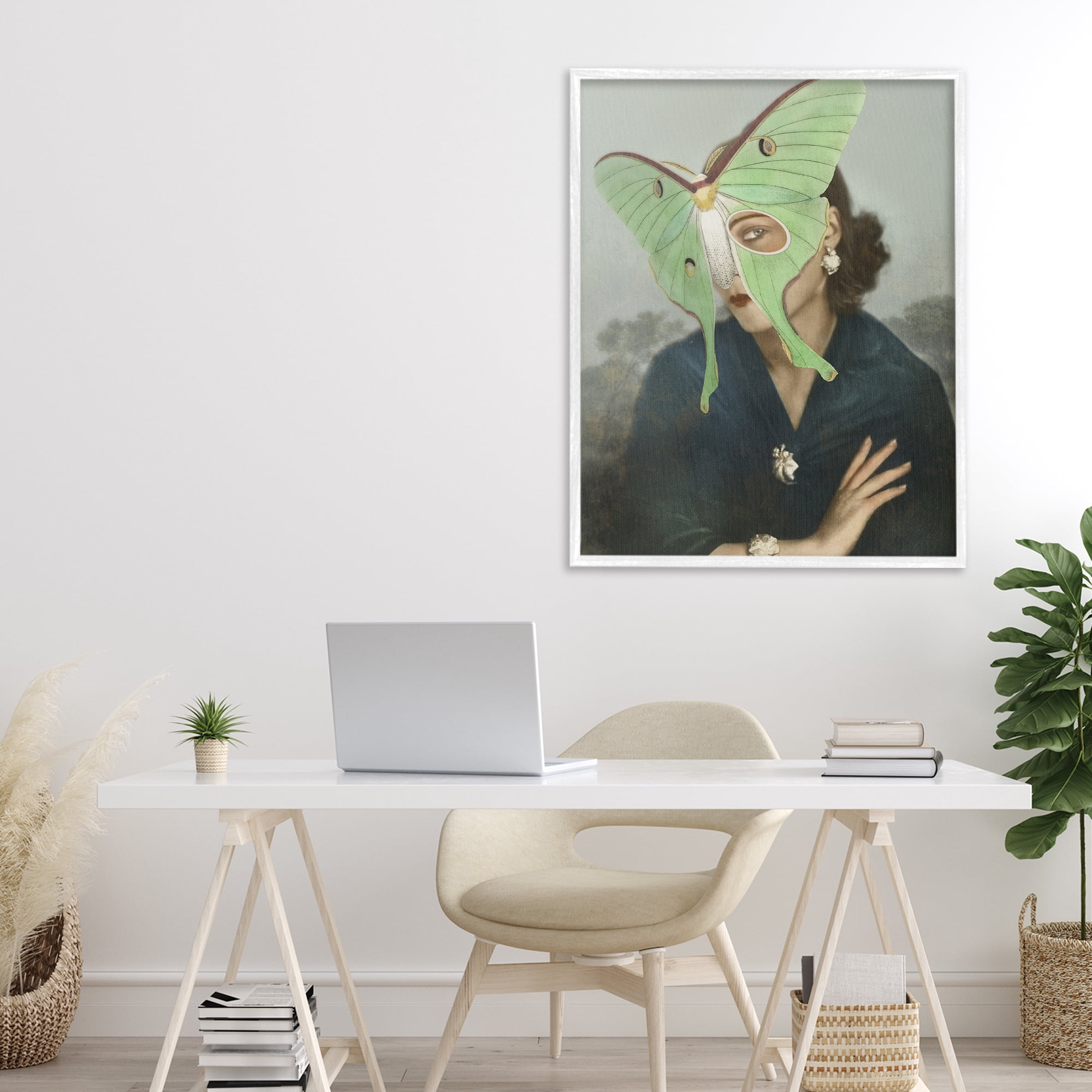 Stupell Industries Naturalist Portrait with Moth White Framed Giclee Art, design by Victoria Barnes