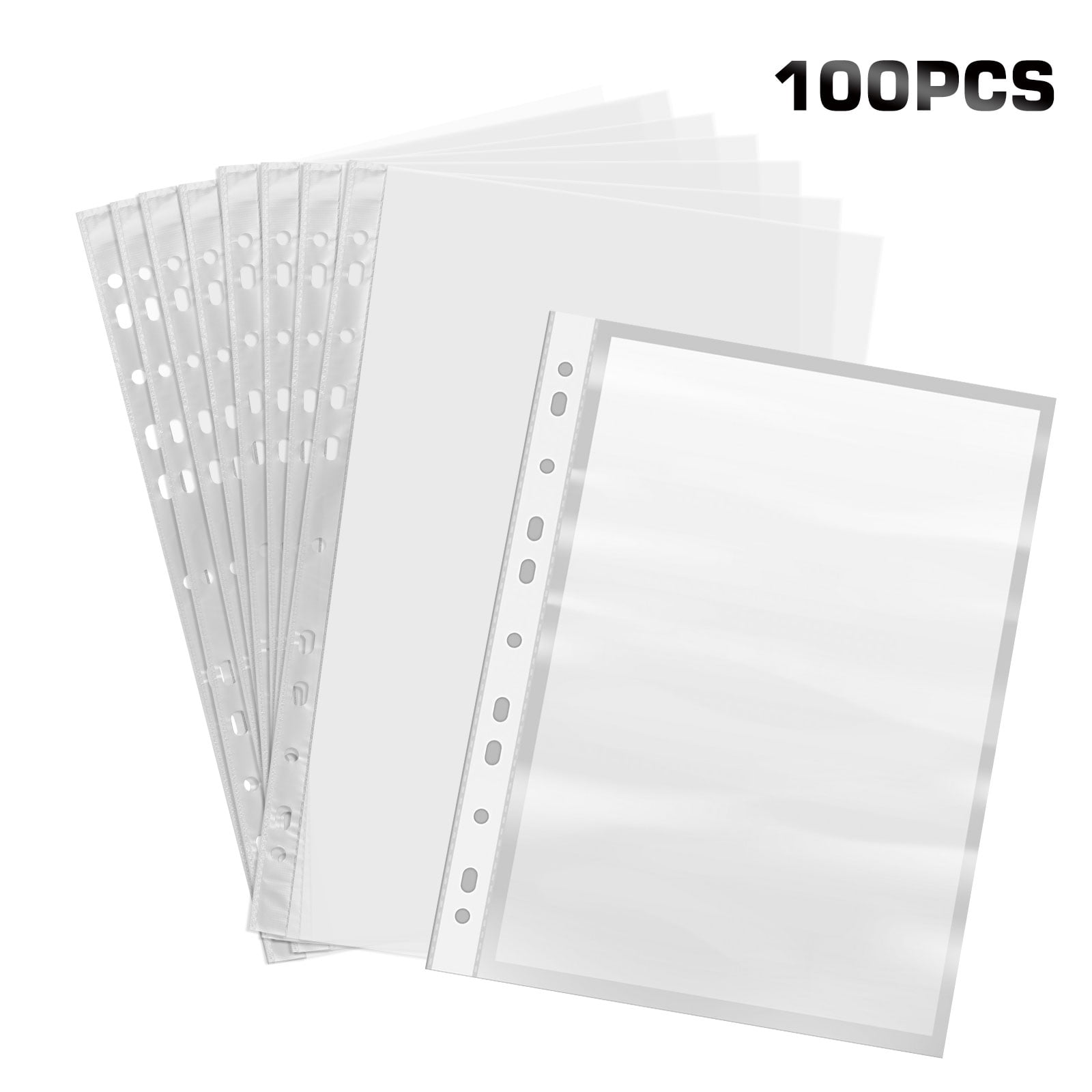 100x Clear A4 Punched Document Wallets Transparent Universal Fit Paper Protector Sleeves