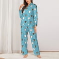 thumbnail image 2 of Fotbe Cat Fish Conjunto de Pijama de Manga Larga para Mujer con Estampado, Ropa de Dormir de 2 Piezas, Conjunto de Casa Suave y Cómodo con Bolsillos-Large, 2 of 7